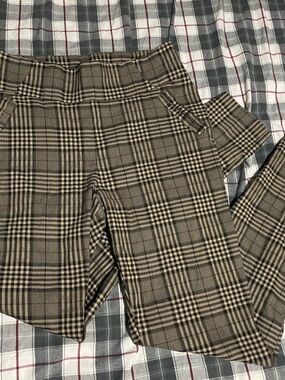 Suzy Shier Black and Brown Plaid Trousers